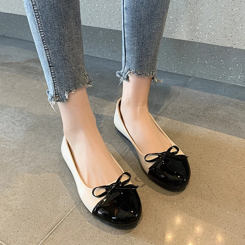 Fashion Ballerina Flat Round Toe Shoes for Woman Comfortable Slip-on Flat Bow-knot Shoes Ladies Mother Shoes Zapatillas Mujer