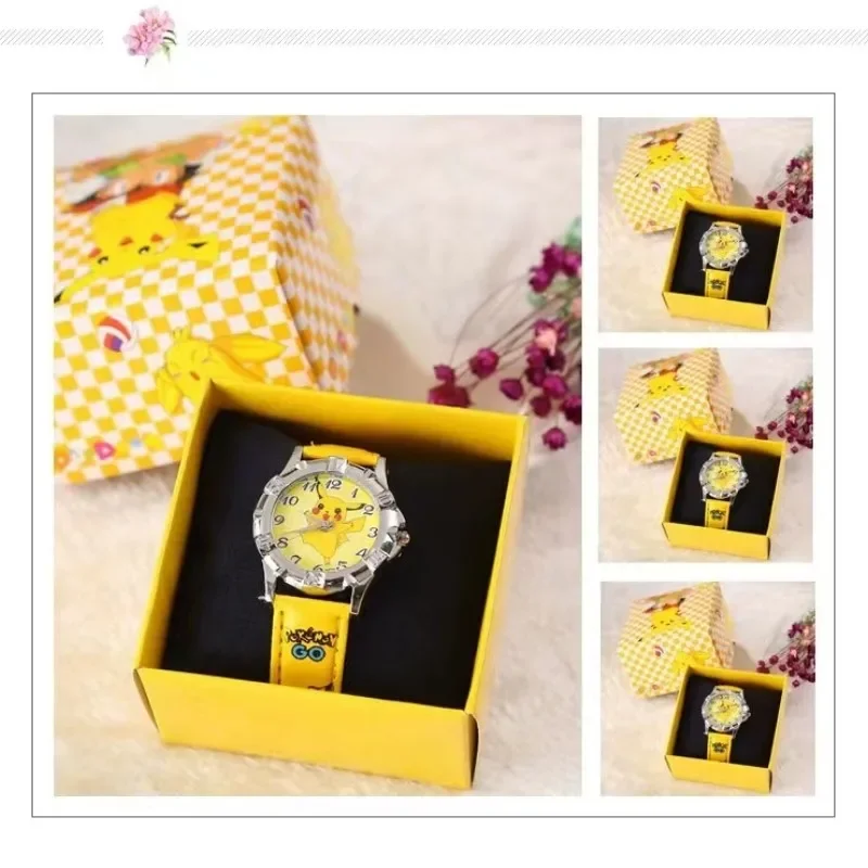 Pocket Monster Pikaqiu kawaii Fashion Trend Creative Watch Boys and Girls Children's Anime Cartoon Birthday Gift Box