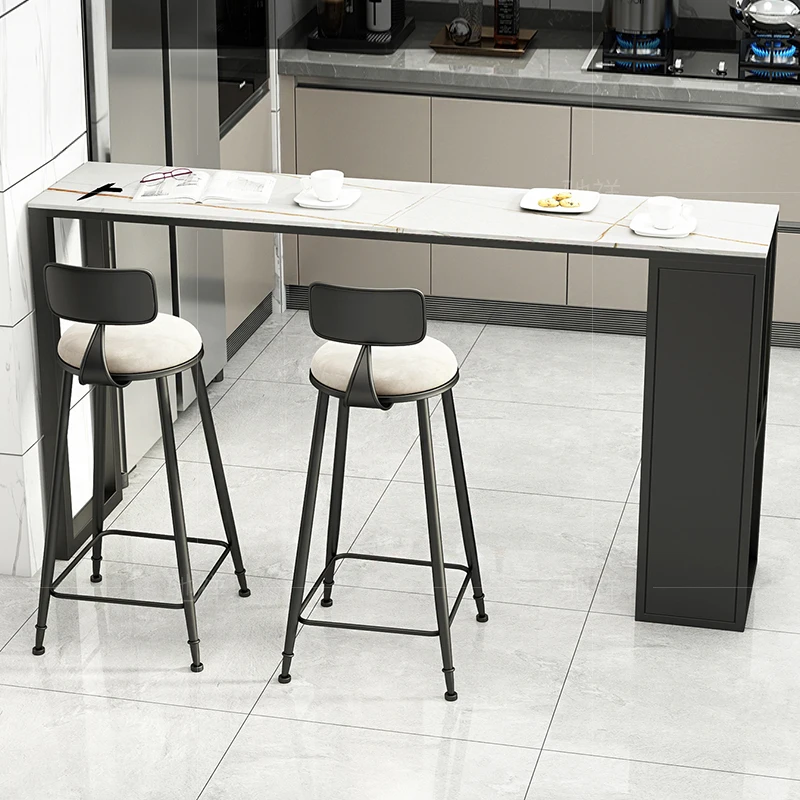 طاولة بار بلاطة صخرية إيطالية، غرفة معيشة على الحائط، غرفة طعام، بار ضيق، مجموعة خزانة منزلية عالية القدم #3