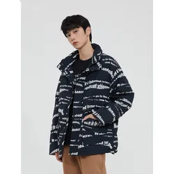 Metersbonwe Men's New Letter Print Down Jackets Loose Winter Stand Collar Warm Wear Youth Casual Outwear