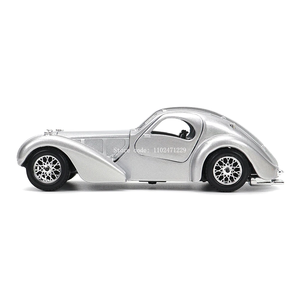 Bburago 1:24 Vintage car Bugatti Atlantic racing Alloy car model Toy Collection Gift Luxury Vehicle Diecast