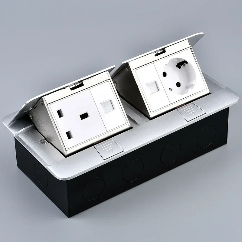 120mmx220mm Double-Row Embedded Slow Pop-Up Floor Outlets EU/US/UN/UK/RU/FR/Brazil Plug For Meeting Room Office Outlets