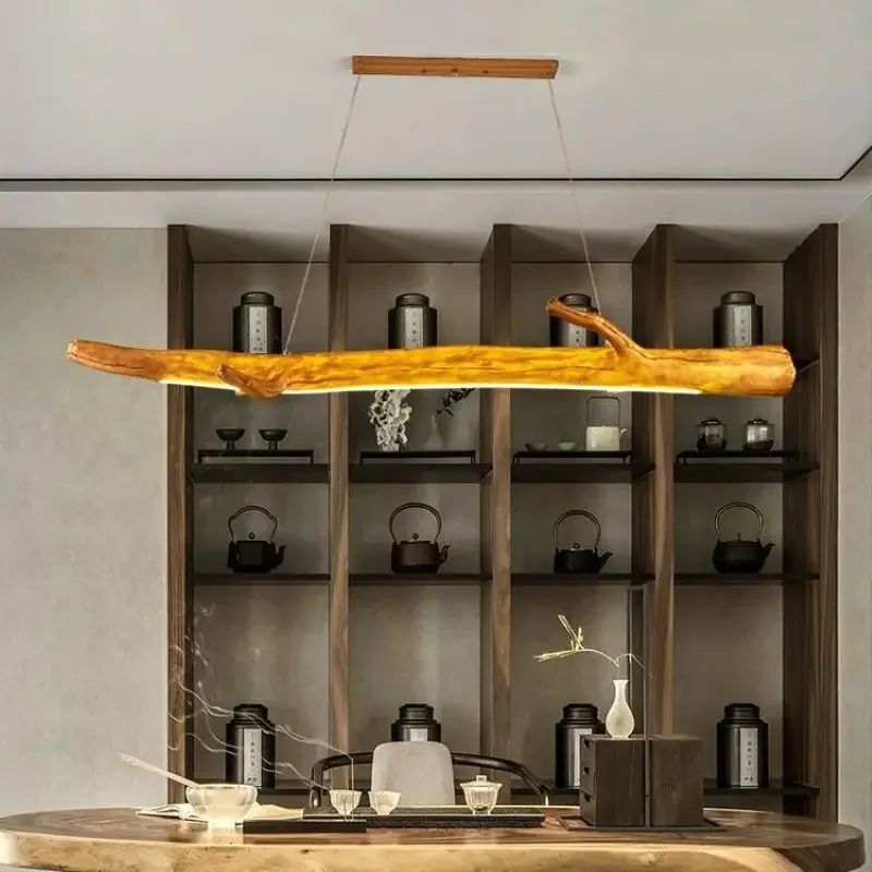 

Simple Retro Art Chandeliers Tree Branch Wood Resin Pendant Lamp for Dining Room Kitchen Island Bar LED Indoor Lighting Fixtures