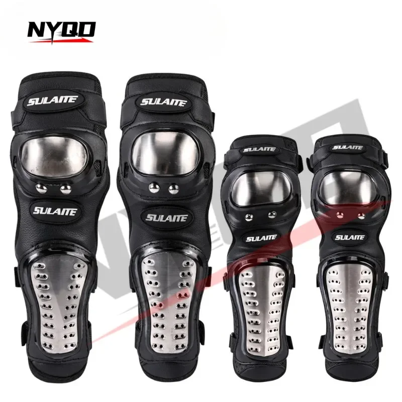 Aço inoxidável Cotovelo Proteção Set, Corrida Sports Knee Pads, MTB Knee Pads, Motocicleta Equipamento de Proteção, 4 Pcs