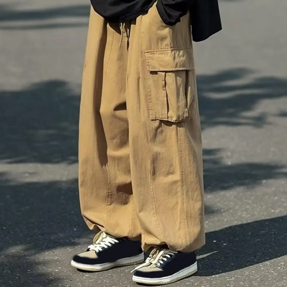 

2025 Men's Casual Wide Leg Pants Oversize Cotton Trousers Solid Color Fashion Men Jogging Pants Korean Streetwear Vintage 3XL