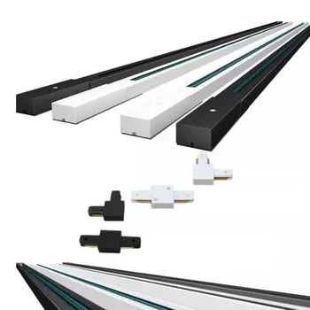 알루미늄 LED 트랙 라이트 레일 스트레이트 및 L자형 커넥터, 트랙 레일 스포트라이트용, 블랙/화이트, 0.5M, 1M, 220V