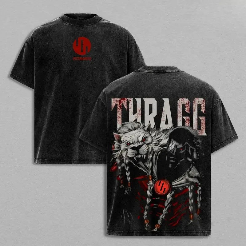 Thragg Cool Print T-shirt Anime Invincible Clothing Men Women Cotton Tshirts Retro Washed T Shirt Harajuku Male Oversized Tops