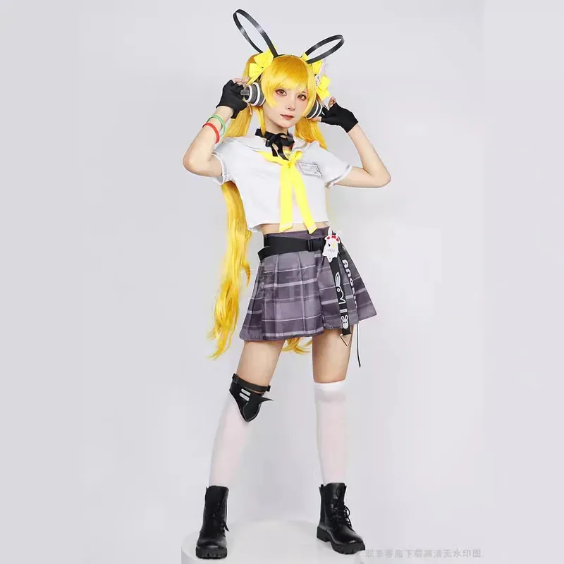 Game Honor of Kings Angela Cosplay Costume JK Dress Uniform Wig Full Set with Earphones Suit for Women Halloween Party disfraz