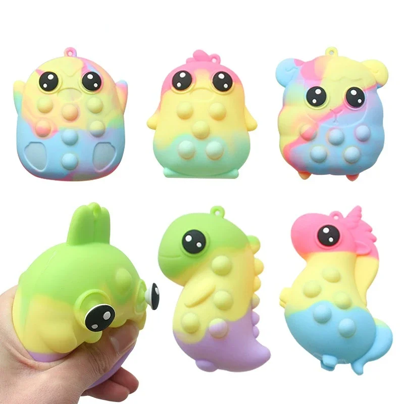 

3pcs Pop Fidget Reliver Stress Toys Rainbow 3D Pinch Ball Push Bubble Antistress Its Toys Simple Dimple Toy Autism for Children