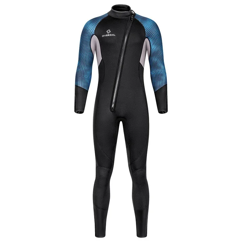 بدلة غطس رجالية دافئة قطعة واحدة مقاومة للبرودة بدلة غطس للسباحة والغوص 3 مللي متر قطعة واحدة دافئة بسحاب أمامي مفتوح