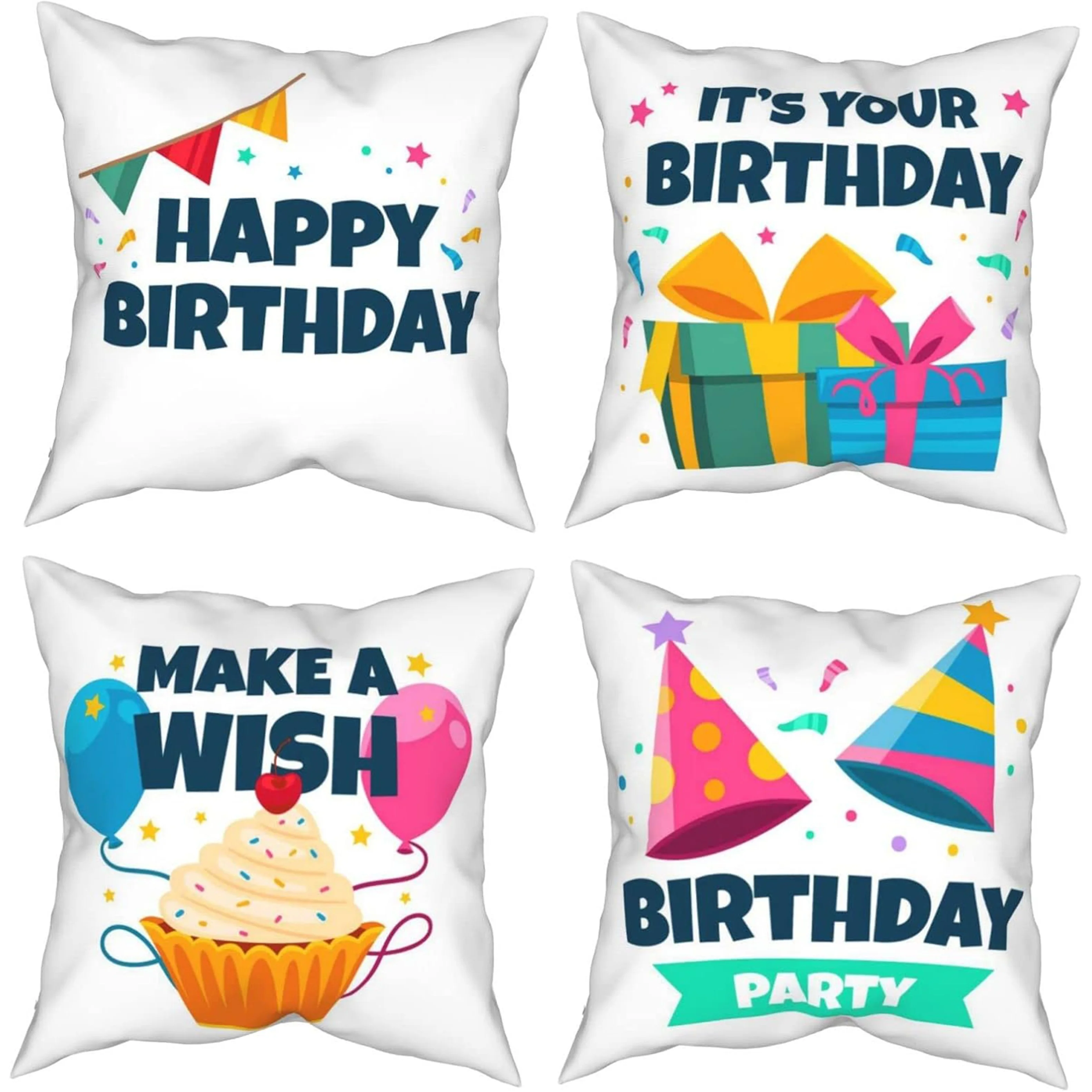 Festive Birthday Party Cushion Cover Throw Pillow Accent Decor for Home Celebration Gift 40x40cm Couch Cushion Pillow