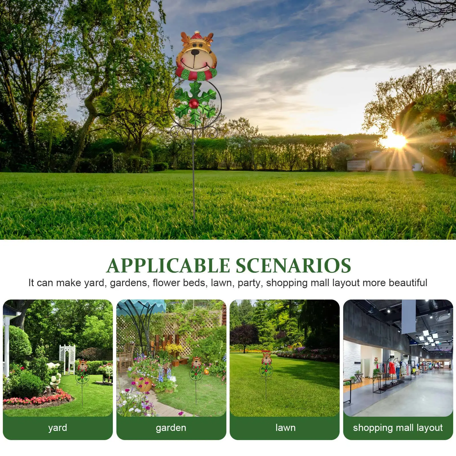 

1Pcs Christmas Deer Decorative Iron Windmill Outdoor Garden Yard Pinwheel Ornament Iron Painted Windmill Decorative Pinwheel