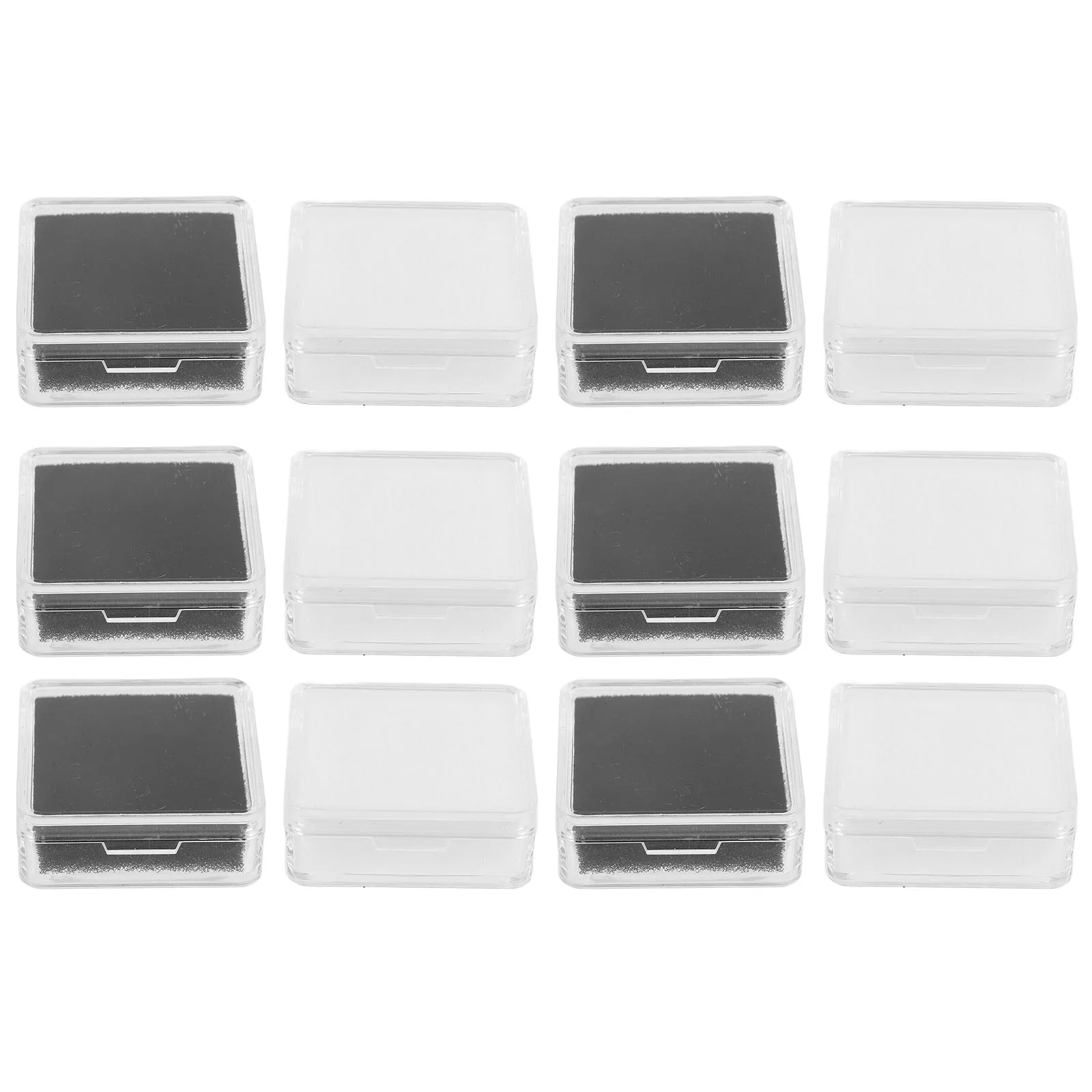 

12 Pcs Acrylic Jewelry Display Box Clear Crystal Case for Gemstone Ring Claw Blanks Bulk Packaging Storage Boxes