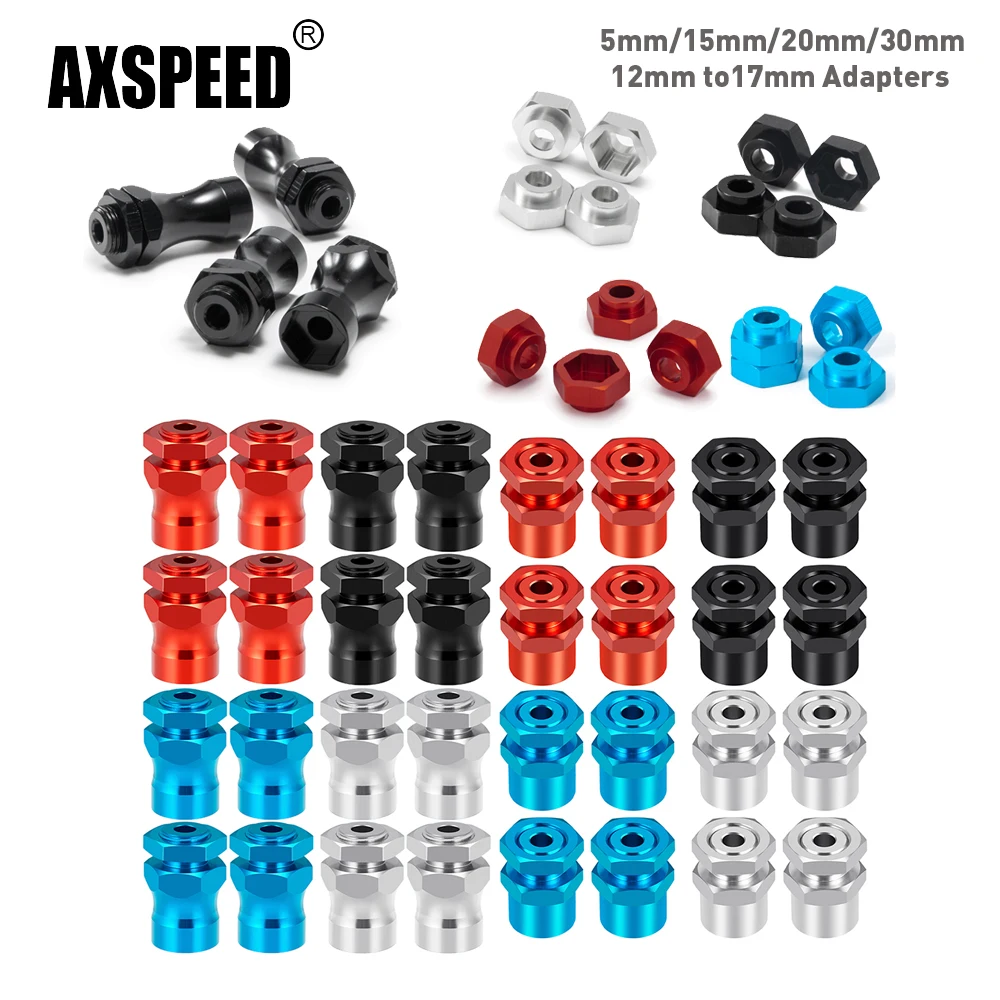 AXSPEED Alu Alloy 5/15/20/30mm Wheel Hex 12mm Conversion 17mm Extension Column Extended Adapters for 1/10 RC Car Accessories