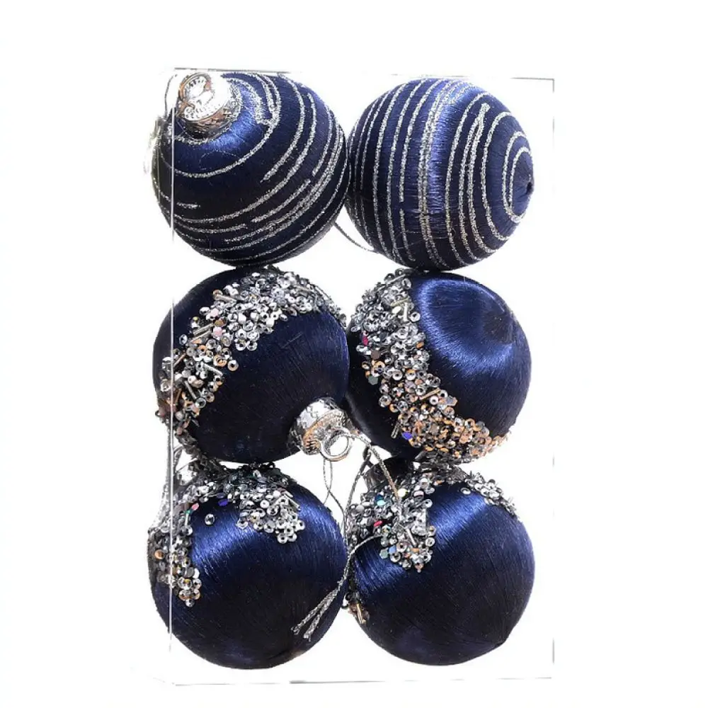 Unique Thread Wrapped Christmas Balls Tree Hanging Ornaments Festive Decor For Holiday Home Party Seasons