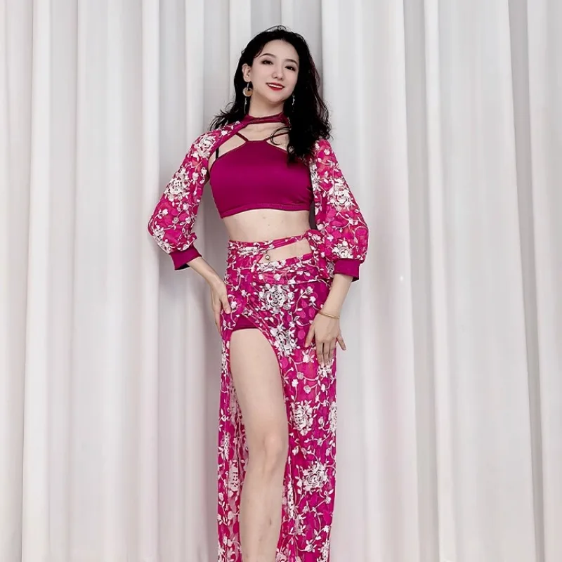 맞춤형 밸리 댄스 의상 캐미솔 탑 끈이 없는 랩 스커트 섹시한 다목적 초보자 오리엔탈 댄스 의상 탑과 스커트