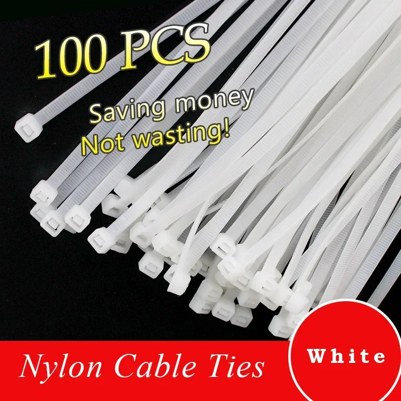 Self-locking plastic nylon tie  Organiser Fasten Cable Wire Cable Zip Ties 100pcs/bag White/black cable tie