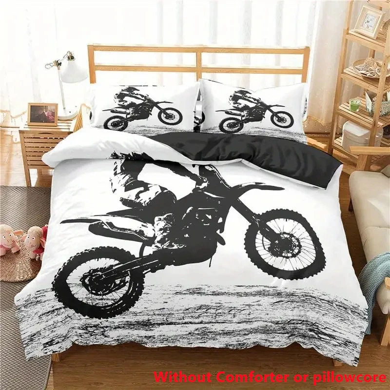 

3D Print Motocross Bedding Set for Boys Adults Men Off-road Race Motorcycle Duvet Cover Bed Cover Home Polyester Quilt Cover