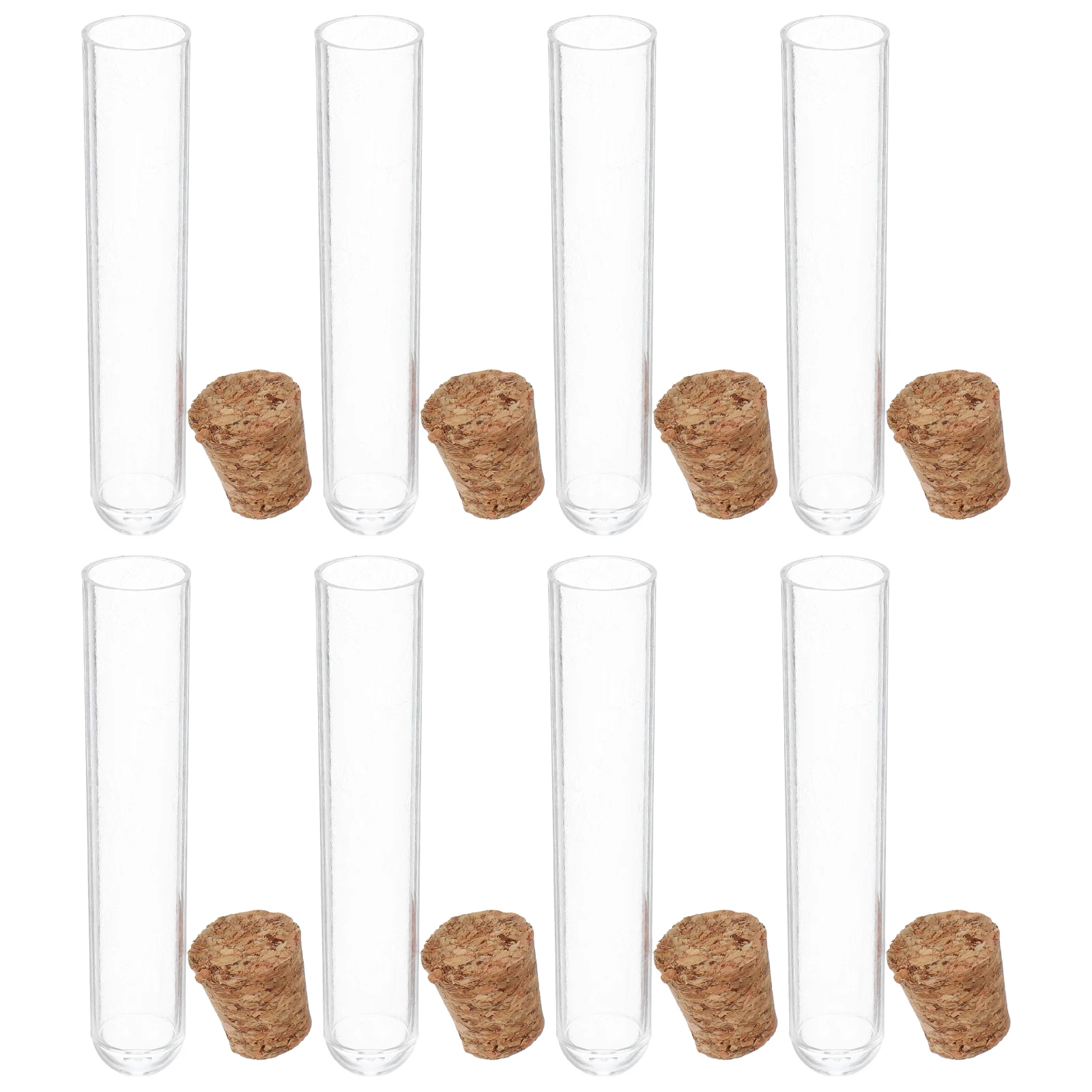 

20Pcs Plastic Test Tubes Disposable Clear Cork Stoppers Ideal for Scientific Experiments Plant Propagation Candy Salt Storage