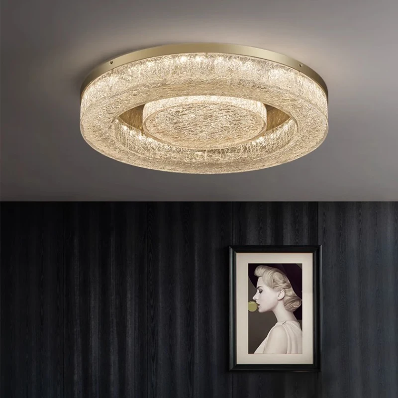 High-end Luxury Modern Led Gold Foil Living Room Ceiling Light Round/square Dining Room Bedroom