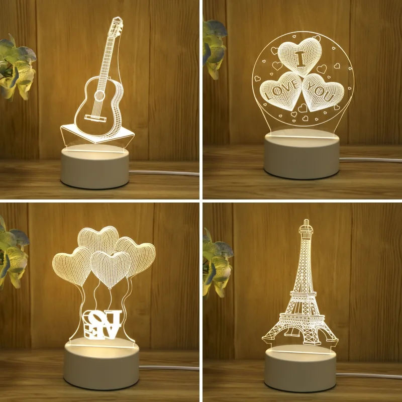 Creative 3D LED Table Lamp/Decorative Night Light Table Lamp With 3D LED Creative/3 Colors Decorative/Night Clear