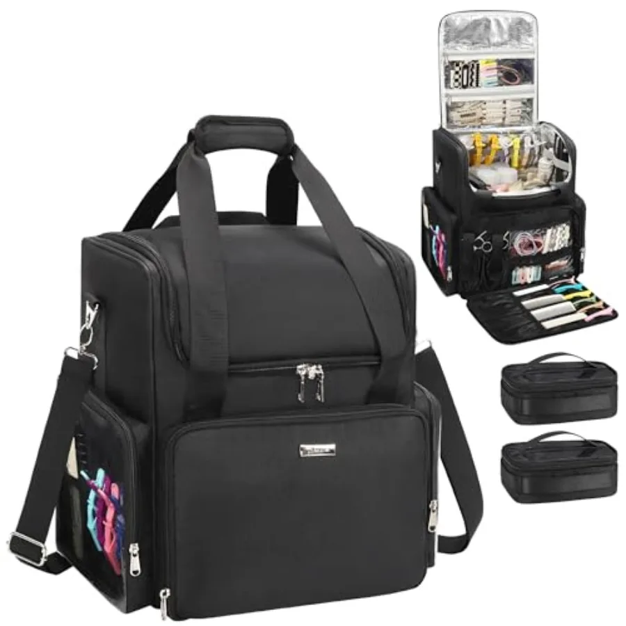

Hair Tools Travel Hairstylist Traveling Bag with 2 Pcs Small Bags, Hairdresser Cosmetology Bag Storage Organizer Case for Hair