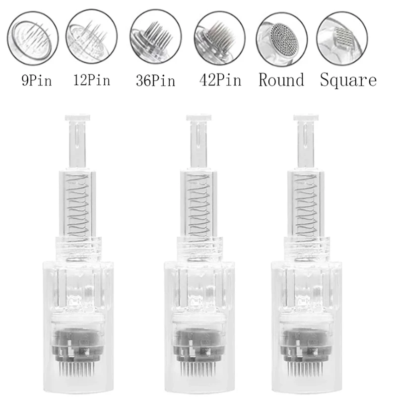 Substituição do cartucho do parafuso para a pena de Derma, micro agulha, 9 Pin, 12 Pin, 36 Pin, 3D, 5D Nano, 100, 50, 10Pcs