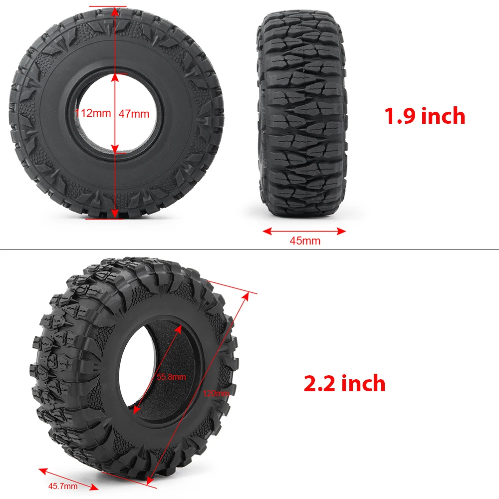 Prędkość osi 1.9 2.2 opony do kół gumowa opona dla 1/10 samochód zdalnie sterowany RC oś samochodu widma 90018 SCX10 90046 D90 D110 TRX4 TRX6