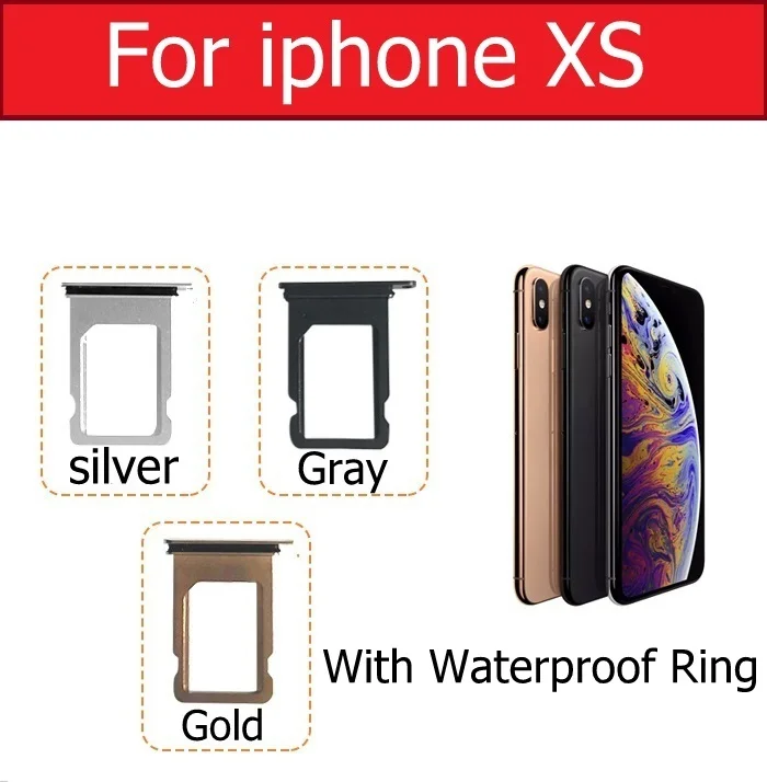 Sim Card Tray Holder With Waterproof Ring Seal Rubber For iPhone XS Sim Card Slot Adapter Socket Replacement Parts