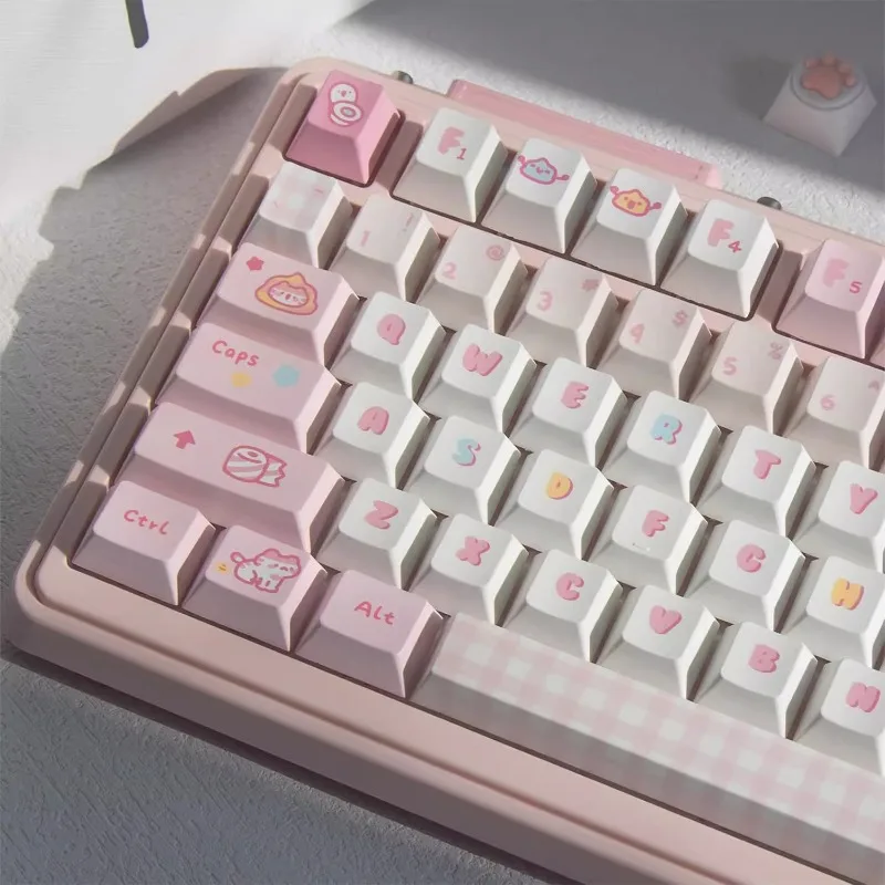 

Cute Pink Cat Theme Keycaps 152 Key PBT Sublimation Cherry Profile Customized Keycaps Game Mechanical Keyboard Accessories Gift