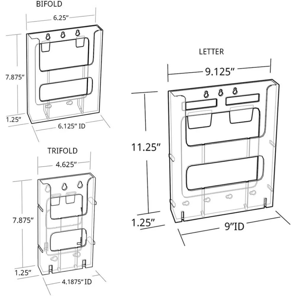 Azar 252325 16-Compartment Letter-Size Wall-Mounted Display Organizer