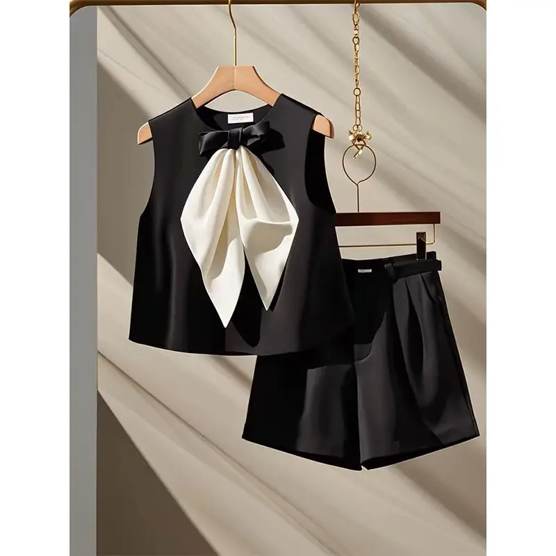 Summer Slim Black Women's Two Pieces Set 2026 Fashion Sleeveless Tank Top With High Waist Pants Set Female Clothing
