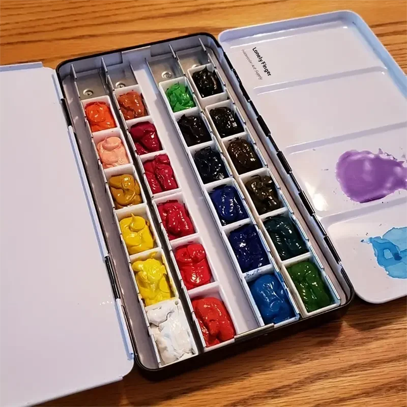 24PCS/Pack 3.6ML White/Clear Full Pans Color Plastic Empty Watercolor Paint Pans Full Pans Suit for DIY Metal watercolor Tin Box