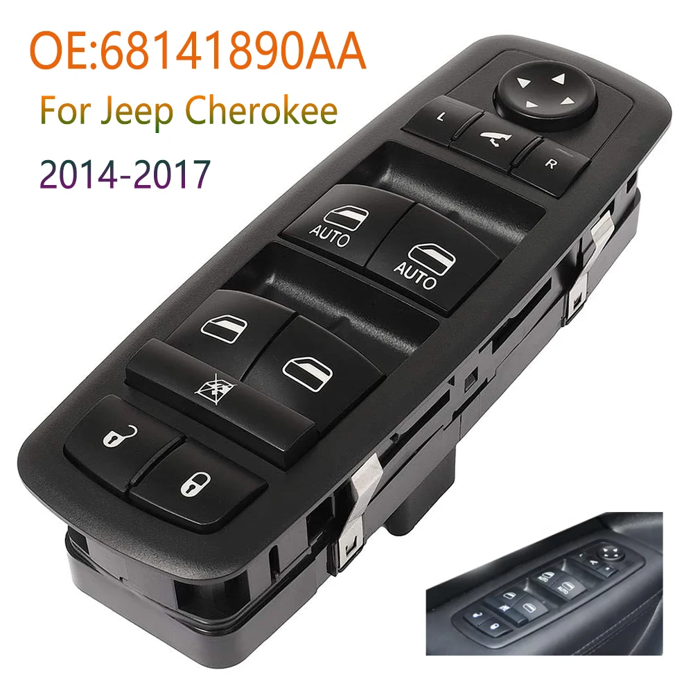 

Front Left Electric Power Window Switch Control Button 68141890AA 9+3 Pins For Jeep Cherokee 2014 2015 2016 2017 Car Accessories