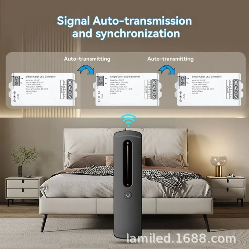 

Комплект ультратонкого сенсорного диммера ABMR 5-24В для светодиодов с поддержкой одноцветных лент и радиоуправлением 2.4ГГц (низковольтный)