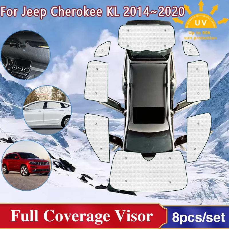 

Full Coverages Sunshades For Jeep Cherokee KL 2014 2015 2016 2017 2018 2019 2020 Windshield Windows Shaby Visor Car Accessories