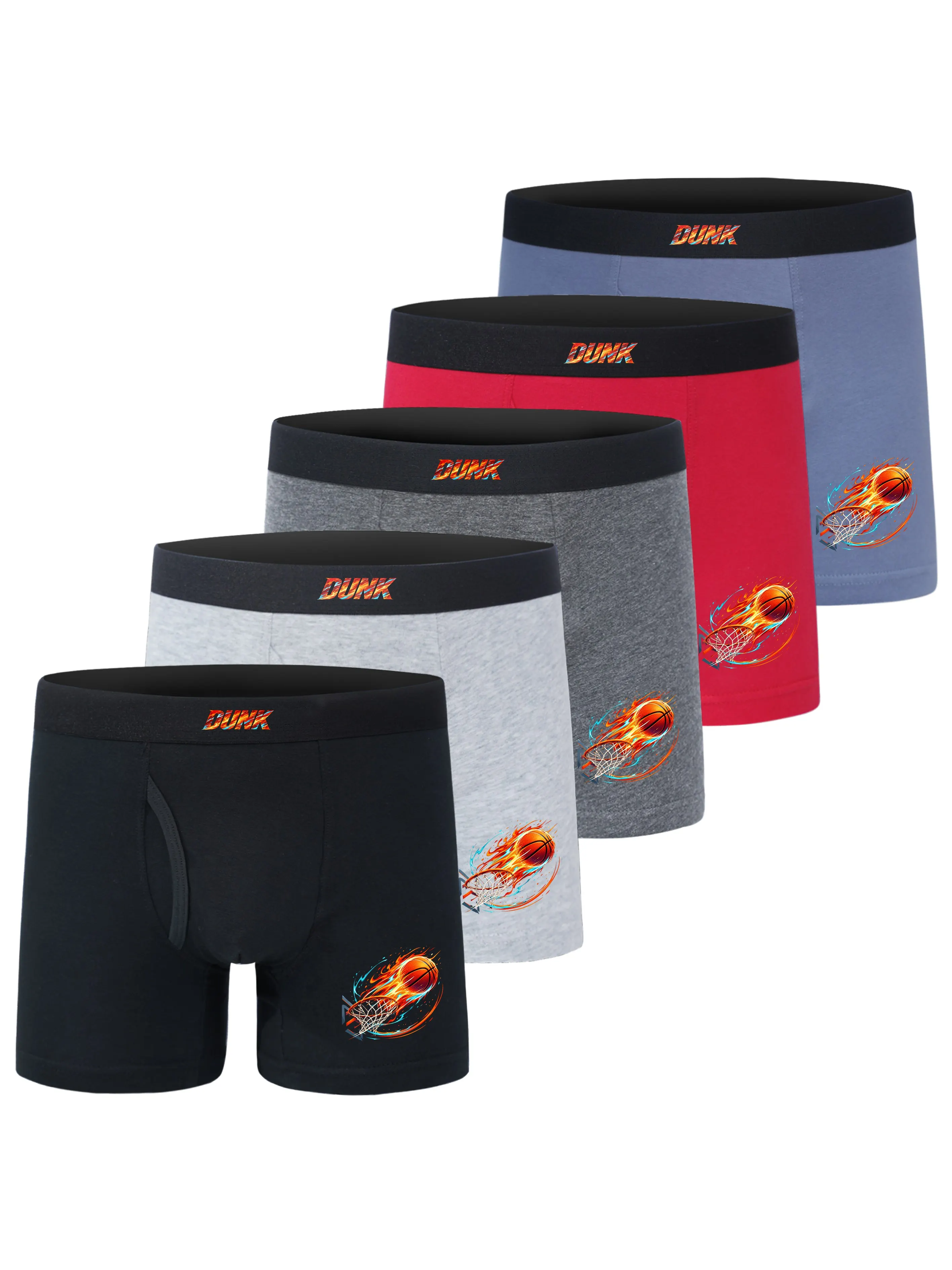 5PCS Boys' Adventure Capybara Print Boxer Briefs Soft Breathable Underwear 95% Cotton 5% Elastane Comfortable Children's Boxers