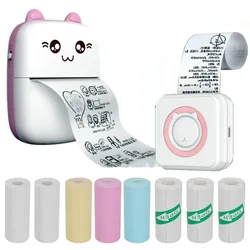 Portable Thermal Printer MINI CAT Print Photo Pocket Thermal Label Printer 58mm Printing Wireless Bluetooth Android IOS Printers