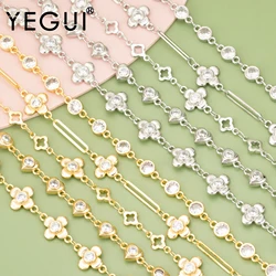 YEGUI C344,chain,18k gold rhodium plated,copper,nickel free,zircons,hand made,diy bracelet necklace,jewelry making,50cm/lot