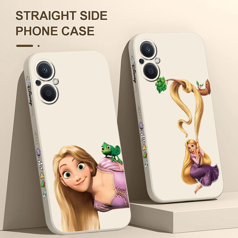 Tangled Disney Princess Phone Case For OPPO Find X5 X3 X2 Lite Pro Neo A5 A53 A94 4G 5G Liquid Left Rope Soft Cover