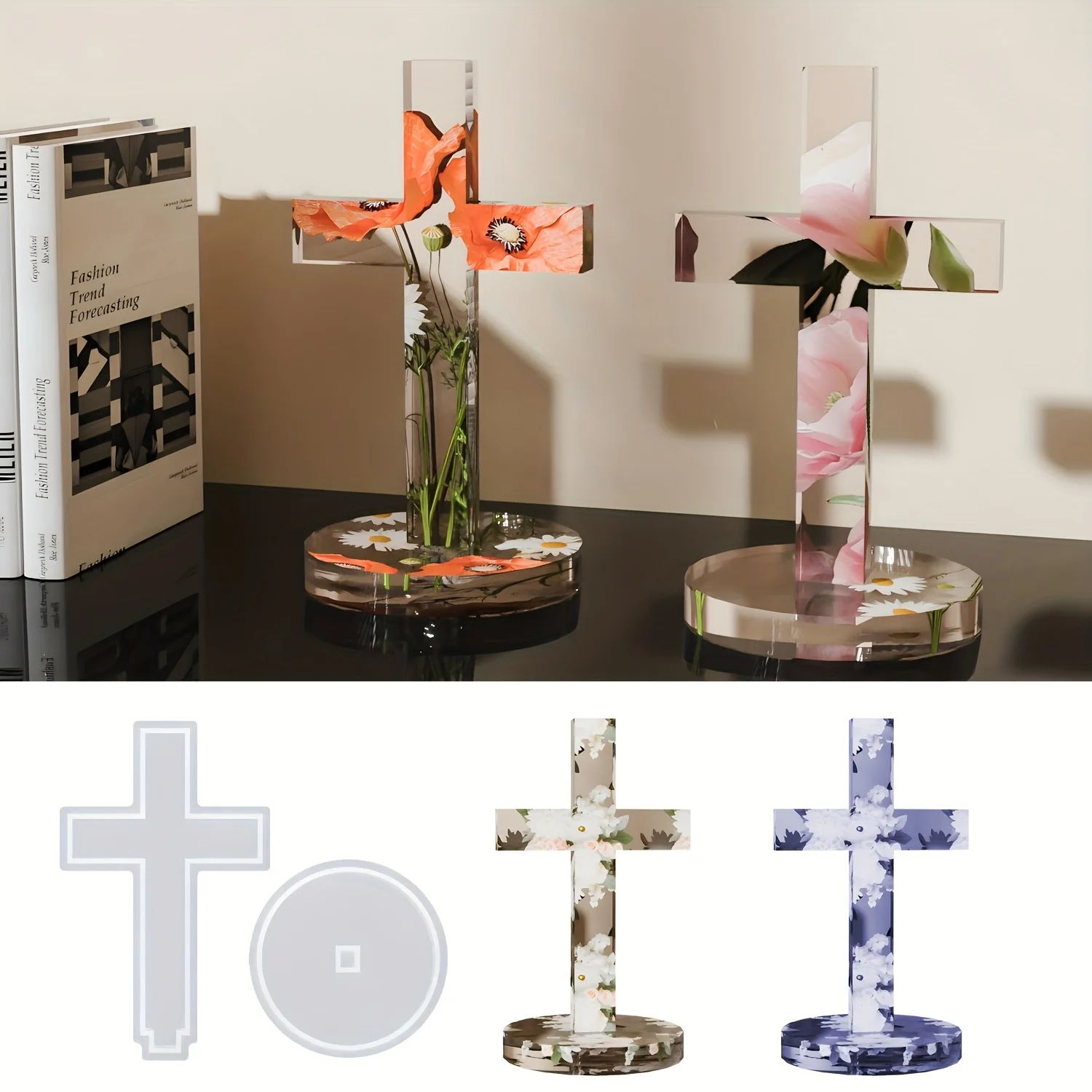 2pcs Set Of Silicone Molds for Cross Desktop Ornaments, Used for Ornament Decoration. Atmosphere Decorations, Household Items, Handicrafts