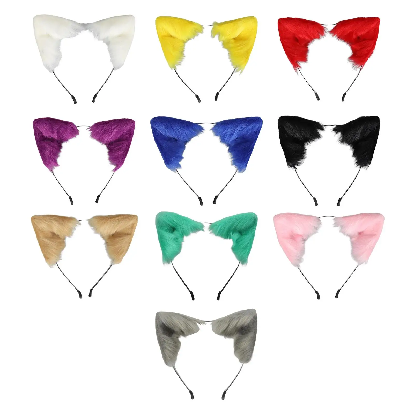 عصابة رأس مصنوعة يدويًا من آذان الحيوانات القطيفة ، طوق شعر اصطناعي على شكل أرنب ، ديكور للبالغين #1