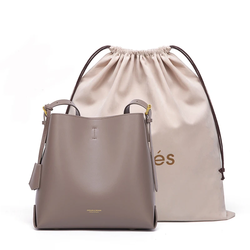 Cnoles Vrouwen Zachte Emmer Schoudertas 2022 Mode Dames Split Koe Leer Vrouwelijke Luxe Crossbody Tassen