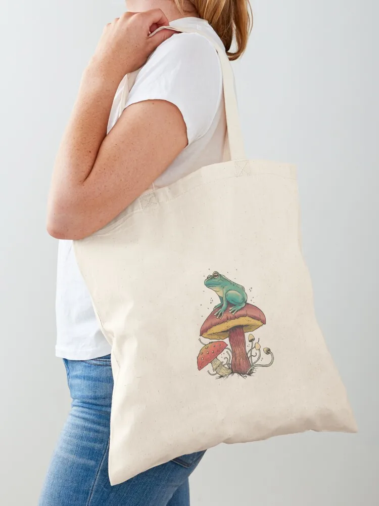 

Frog Over Mushroom, Frog Tote Bag Large bags for women shopper bag women eco bag folding shopper bags for women