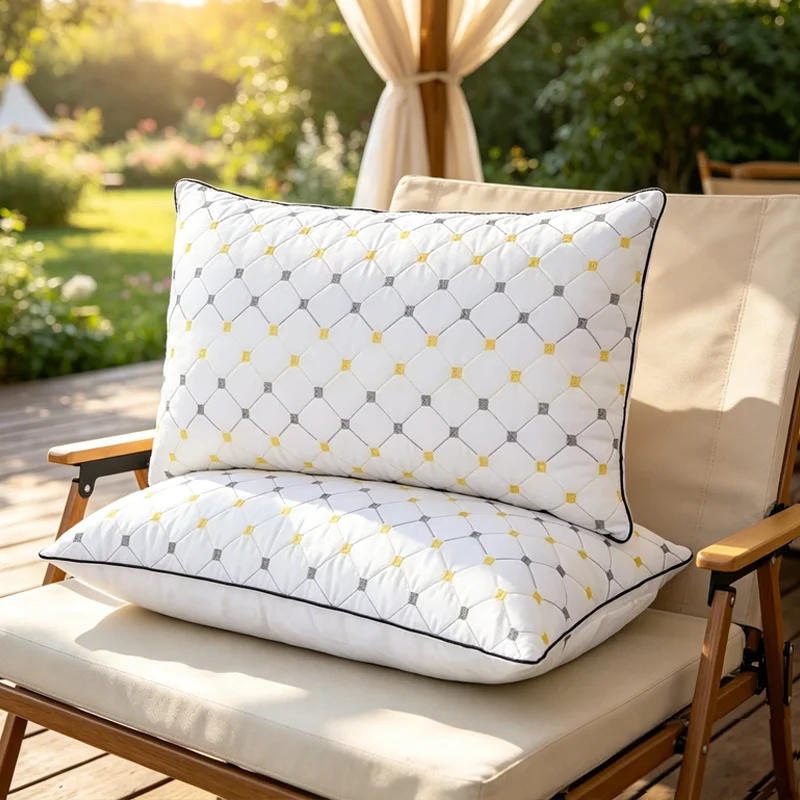 Single Pillow Fluffy Non Deformable Soft Skin Friendly Material Comfortable Washable Suitable for Hotel Bedrooms and Dormitories