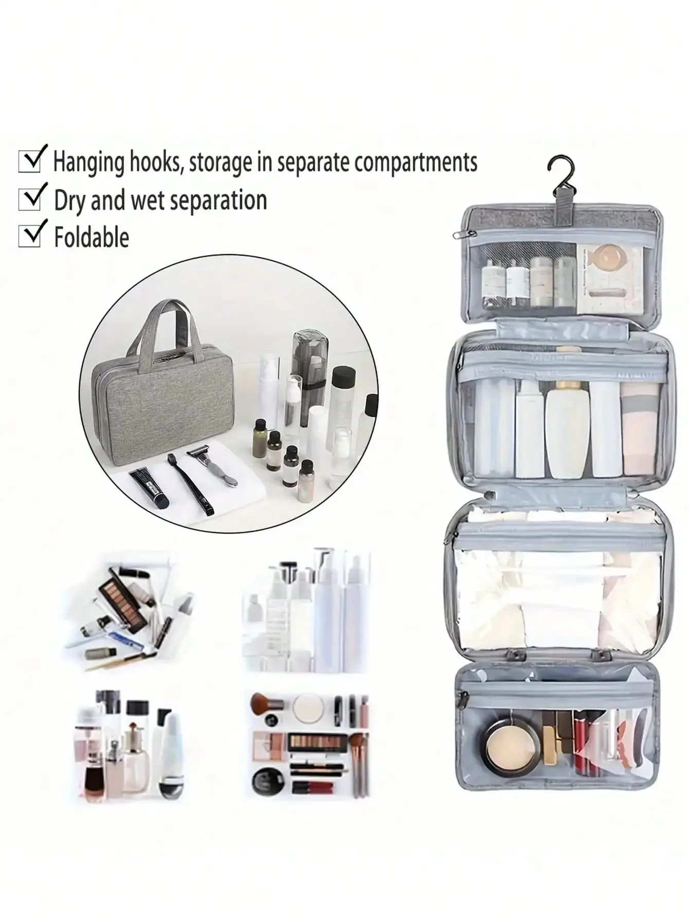 Multi-Functional Foldable Dry And Wet Separation Toiletry Bag,Cosmetic Bag Suitable For Women And Girls Travel Outdoor.