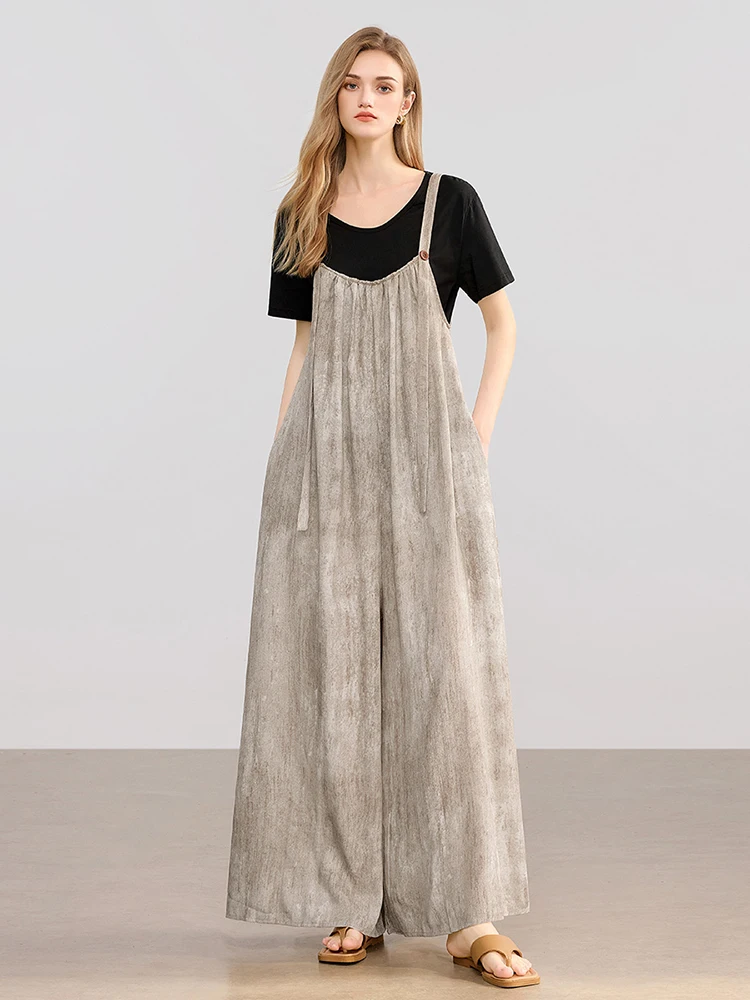 

Casual Wide Leg Pants Jumpsuit with Straps Long Drapey Lazy Sle Summer New Arrival Women's High Waist Trousers Jumpsuit