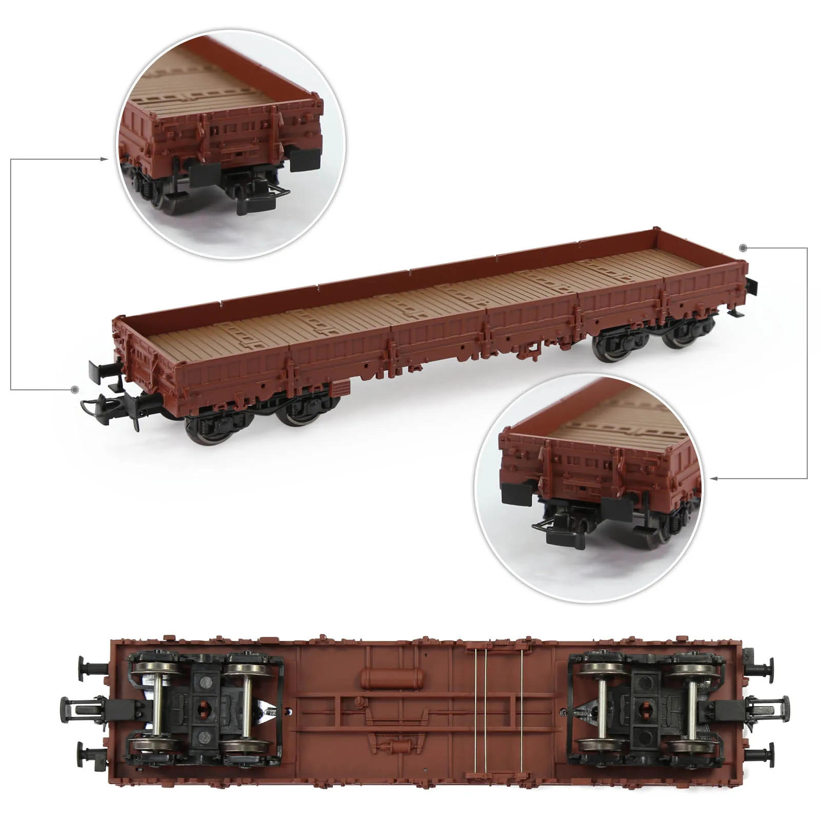 Evemodel Train - HO 체중계 40 인치 로우사이드 플랫카, 1:87 모델 왜건 도색, 글자 없는 C8764