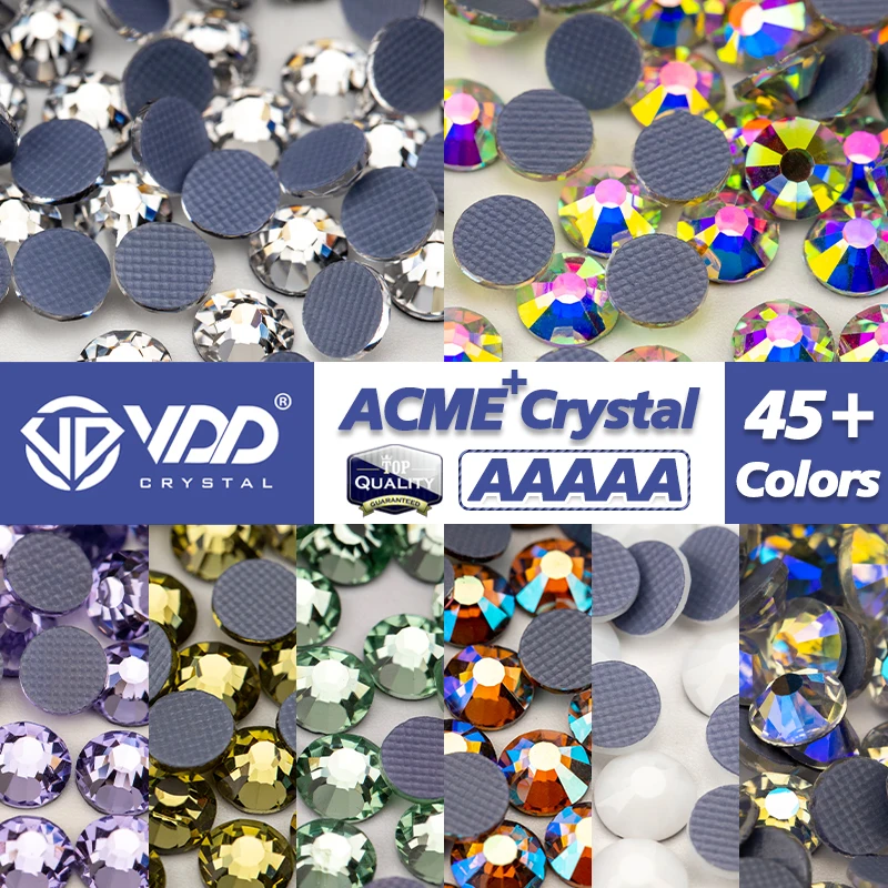 VDD Multi-color ACME+Series Top Quality Glass Hot-Fix Rhinestones Crystal AB Flatback Glitter Strass Stones For Fabric Garment