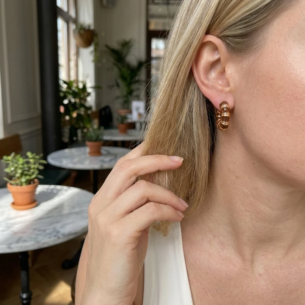 Elegante schwarze Emaille-Creolen für Damen – Trendige geometrische Bambusknoten-Kreisohrringe – Ästhetischer Partyschmuck als Geschenk – Detail 3